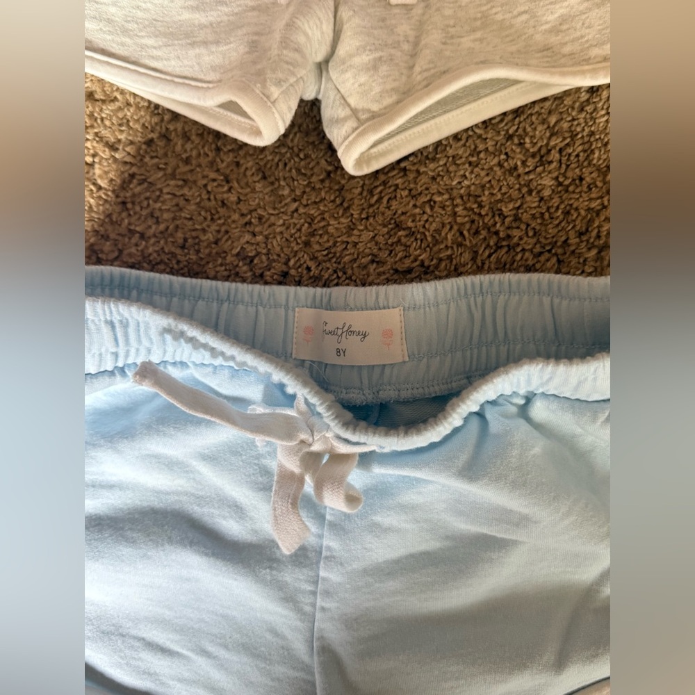 SweetHoney Athletic Shorts Set - Light Gray and Light Blue - Picture 2 of 3